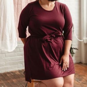 Ori Plus Size Dark Red Midi Dress Size 5X